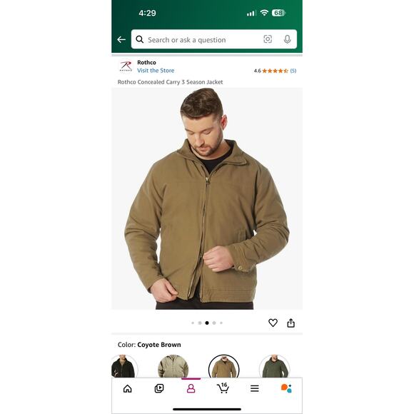 Men XL multi-pockets cargo utility CCW Concealed Carry sports Jacket Never worn - Picture 13 of 16